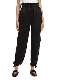 Washed Satin Cargo Pants