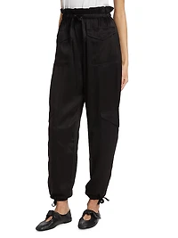 Washed Satin Cargo Pants