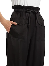 Washed Satin Cargo Pants