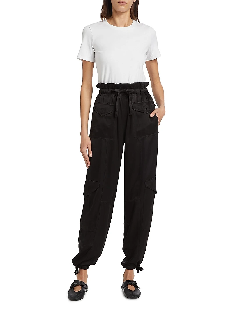 Washed Satin Cargo Pants