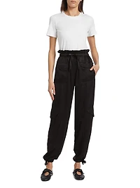 Washed Satin Cargo Pants