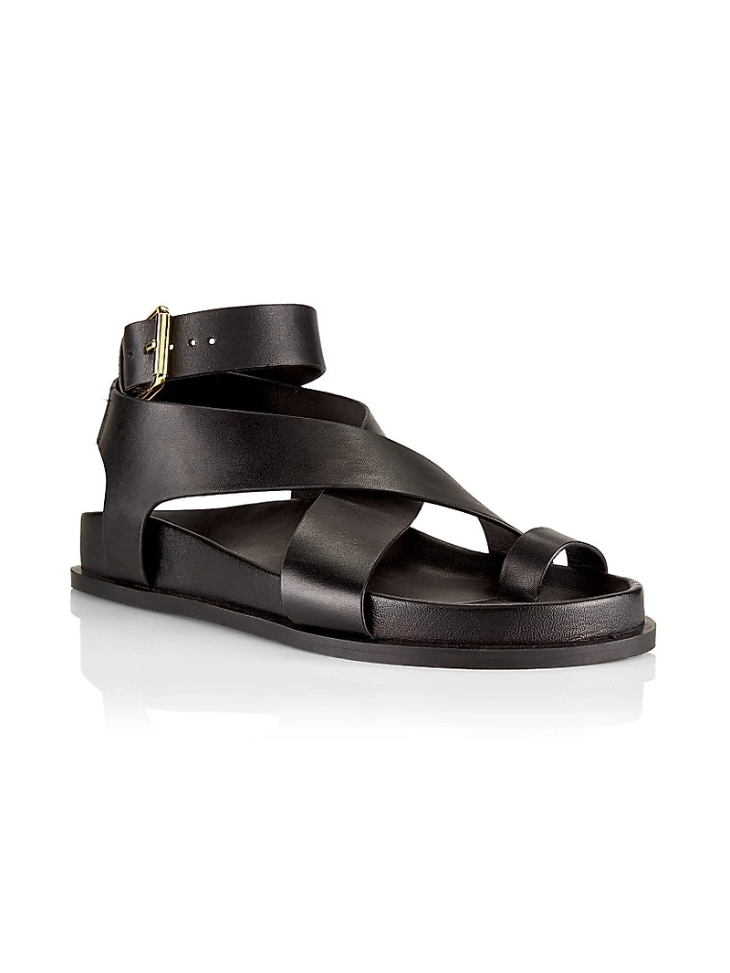 Jalen Leather Ankle-Wrap Sandals