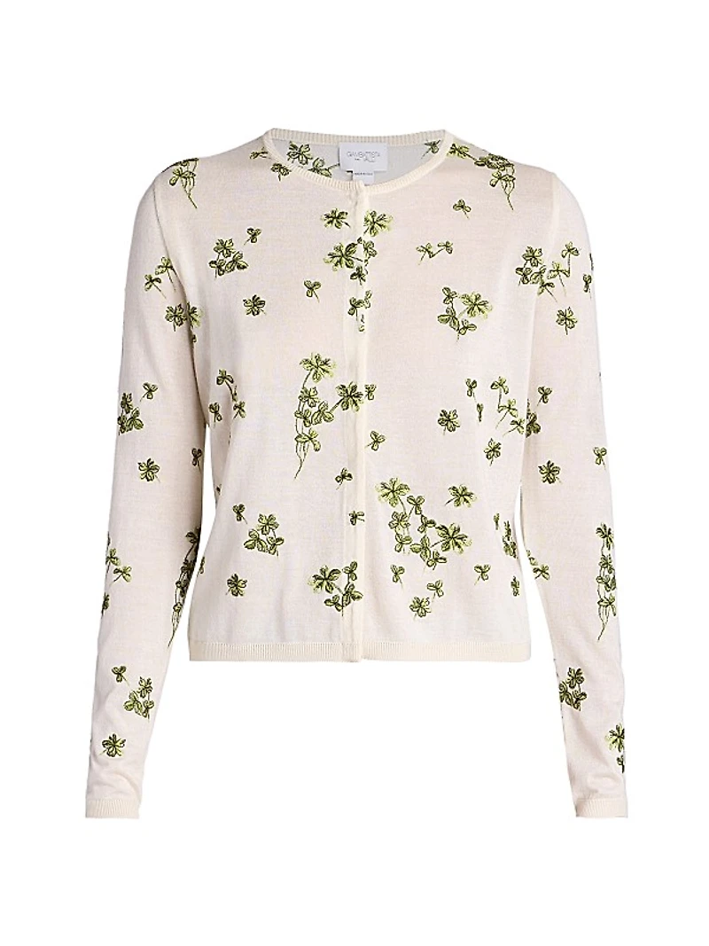 Floral Cotton Knit Cardigan