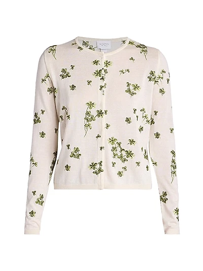 Floral Cotton Knit Cardigan