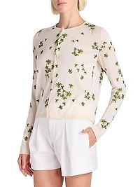 Floral Cotton Knit Cardigan