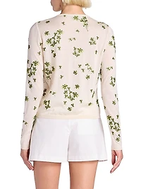 Floral Cotton Knit Cardigan