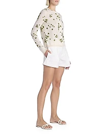 Floral Cotton Knit Cardigan