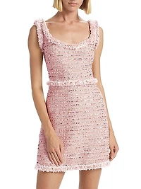 Fringe-Trimmed Tweed Sleeveless Minidress