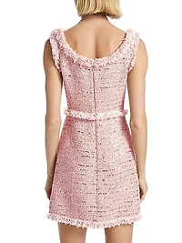 Fringe-Trimmed Tweed Sleeveless Minidress