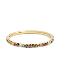 Classic Thread 18K Yellow Gold & Rainbow Multi-Stone Ring