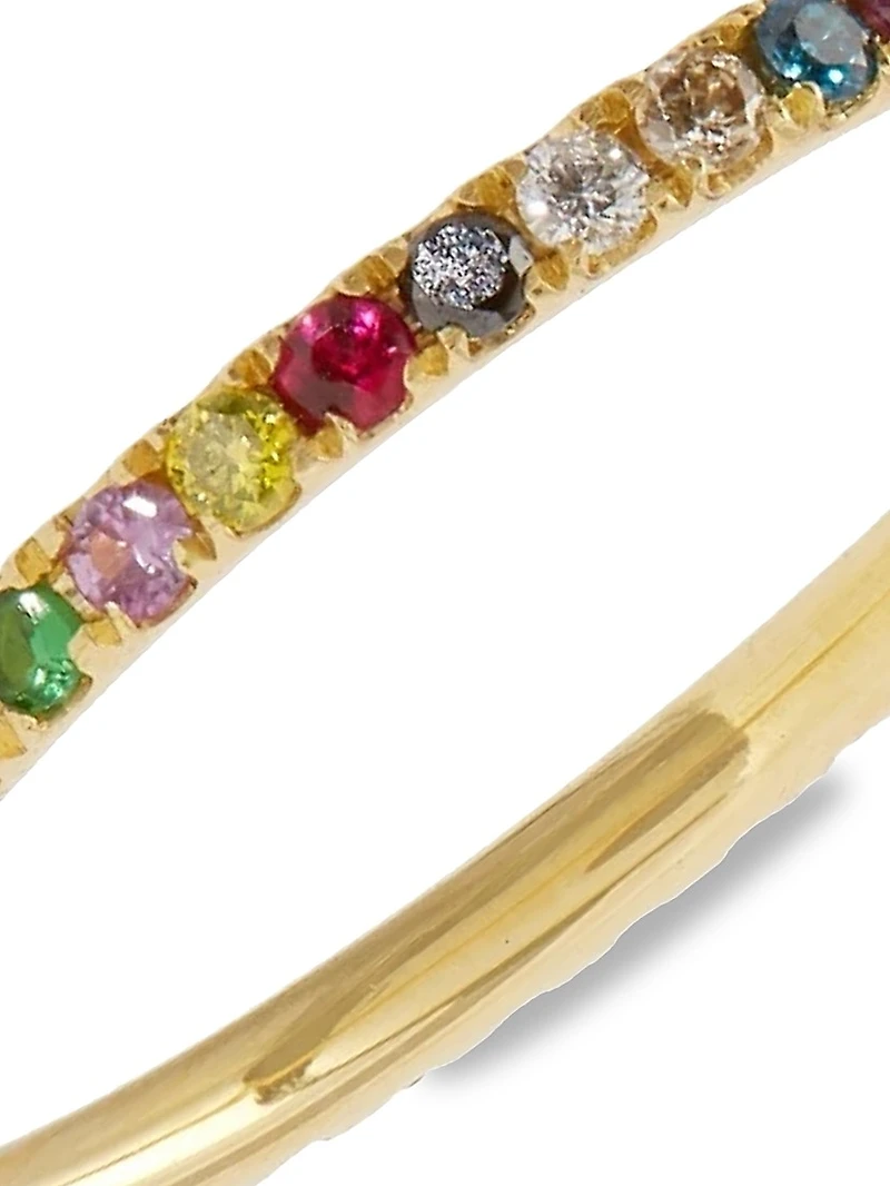 Classic Thread 18K Yellow Gold & Rainbow Multi-Stone Ring