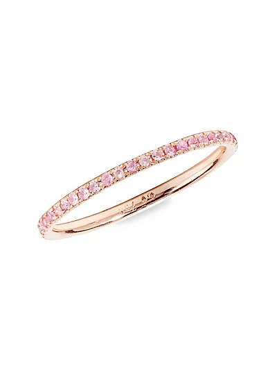 18K Rose Gold & Pink Sapphire Thread Band Ring