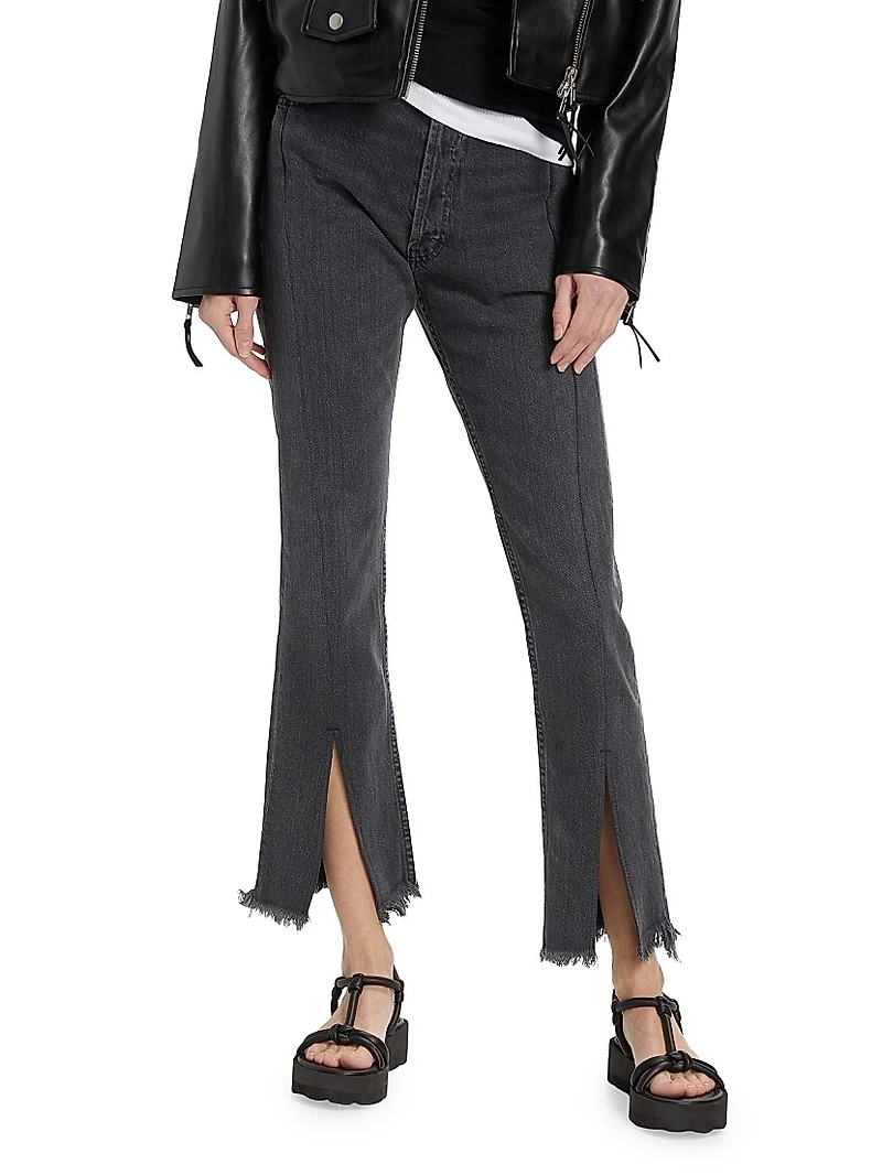 Straight-Leg Split-Hem Jeans