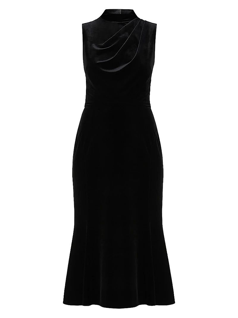 Audrey Velvet Draped Midi-Dress