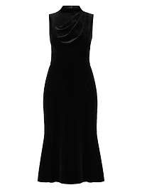 Audrey Velvet Draped Midi-Dress