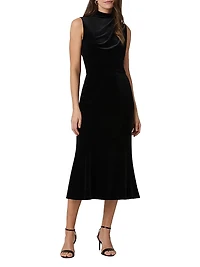 Audrey Velvet Draped Midi-Dress
