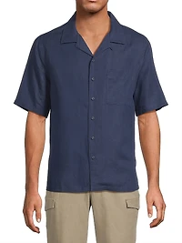 Linen-Blend Camp Shirt