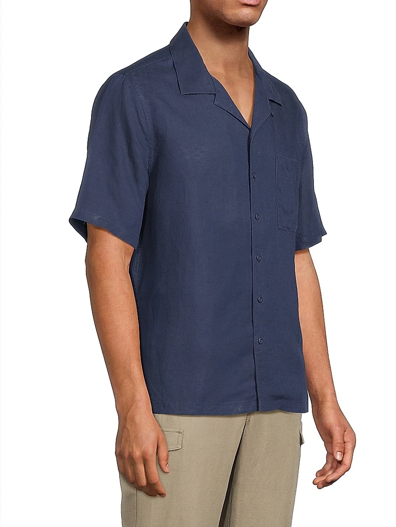 Linen-Blend Camp Shirt
