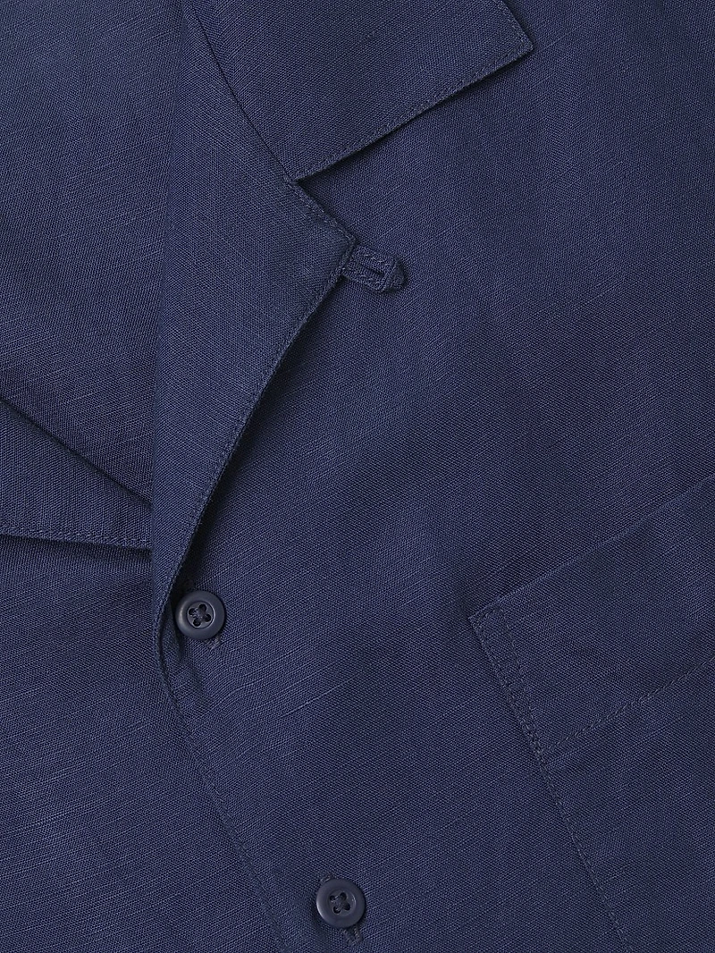 Linen-Blend Camp Shirt