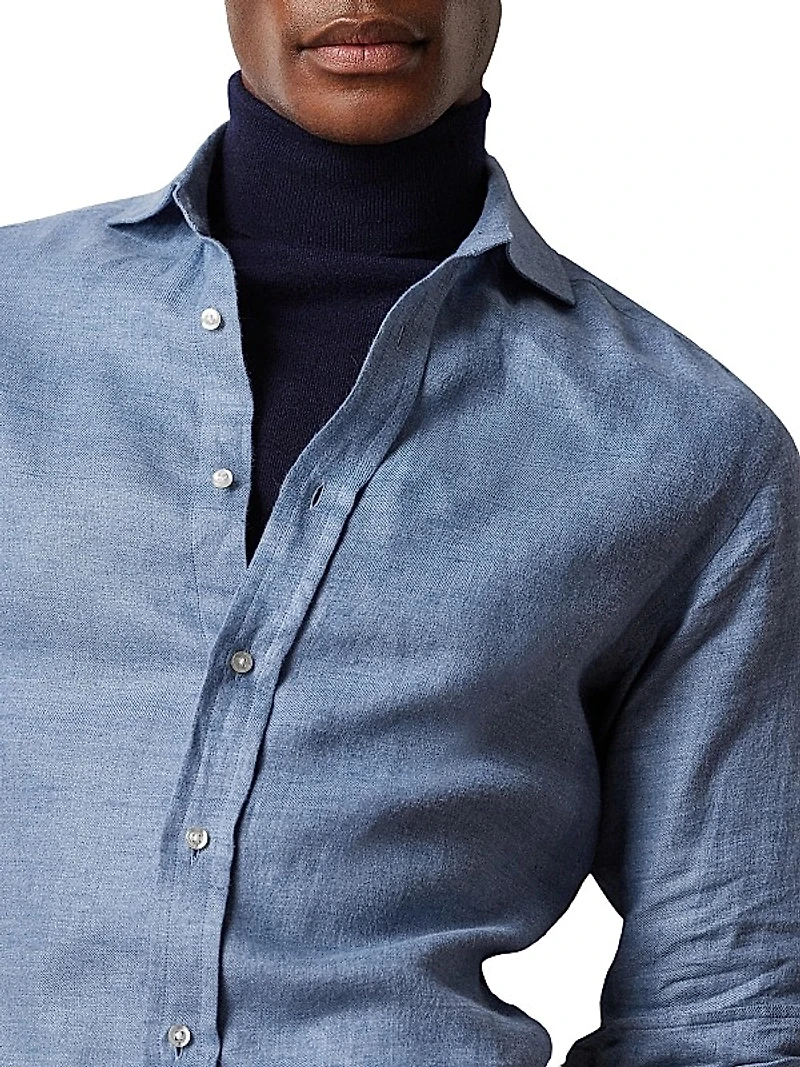 Brushed Linen Long-Sleeve Sport Shirt