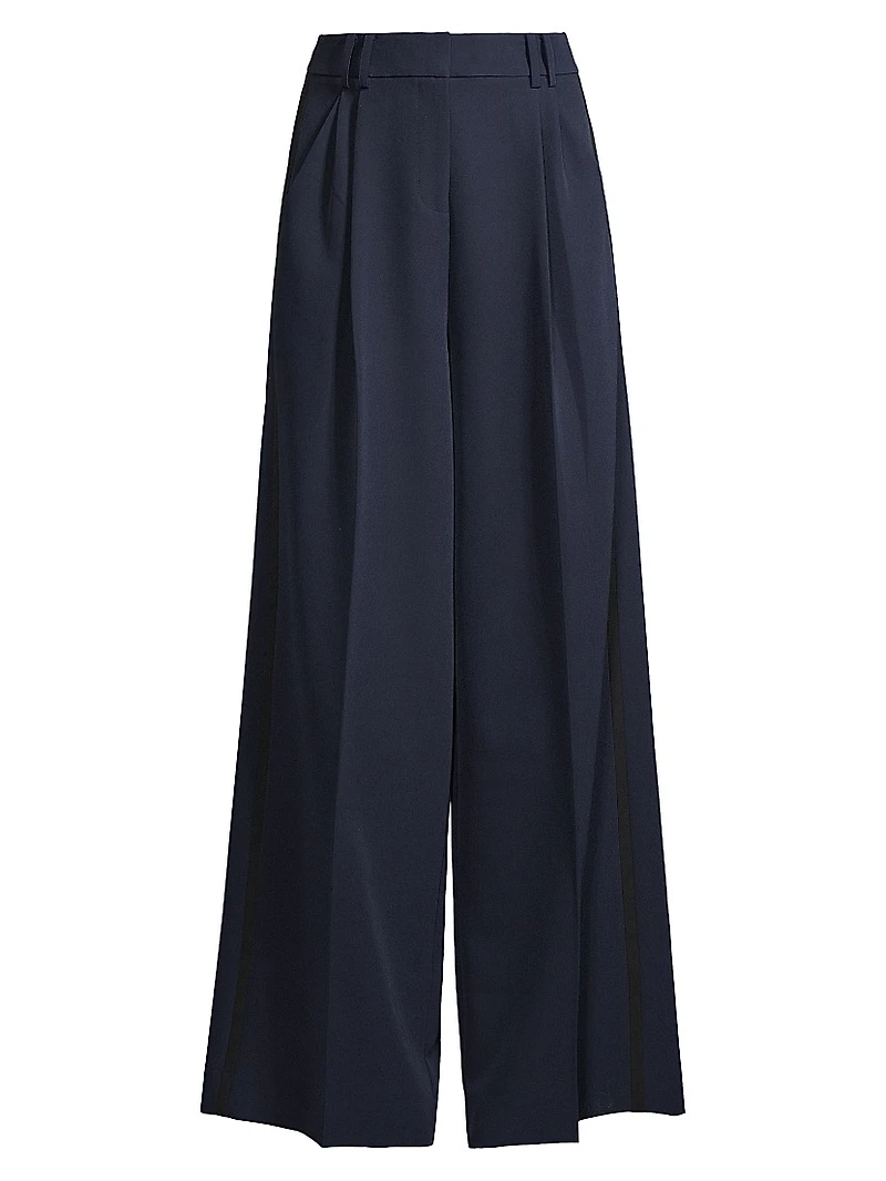 Eliza Pleated Twill Wide-Leg Pants