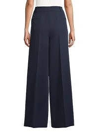 Eliza Pleated Twill Wide-Leg Pants
