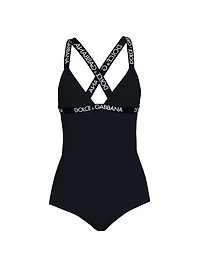 Logo-Strap One-Piece Swimsuit