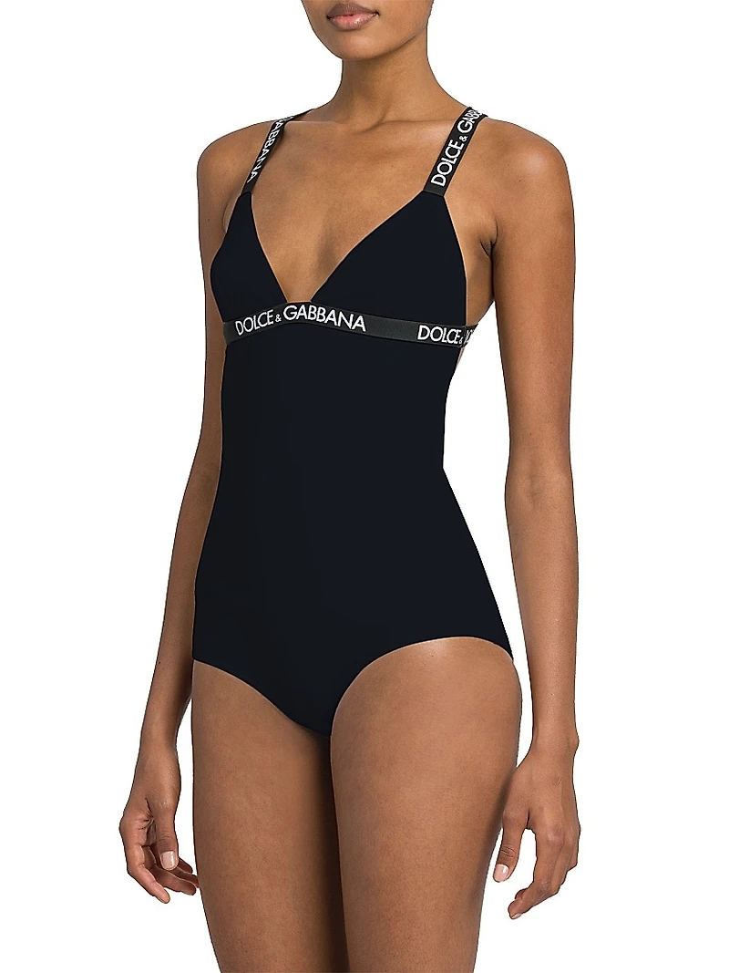 Logo-Strap One-Piece Swimsuit