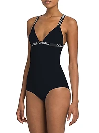 Logo-Strap One-Piece Swimsuit