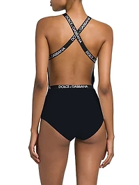 Logo-Strap One-Piece Swimsuit