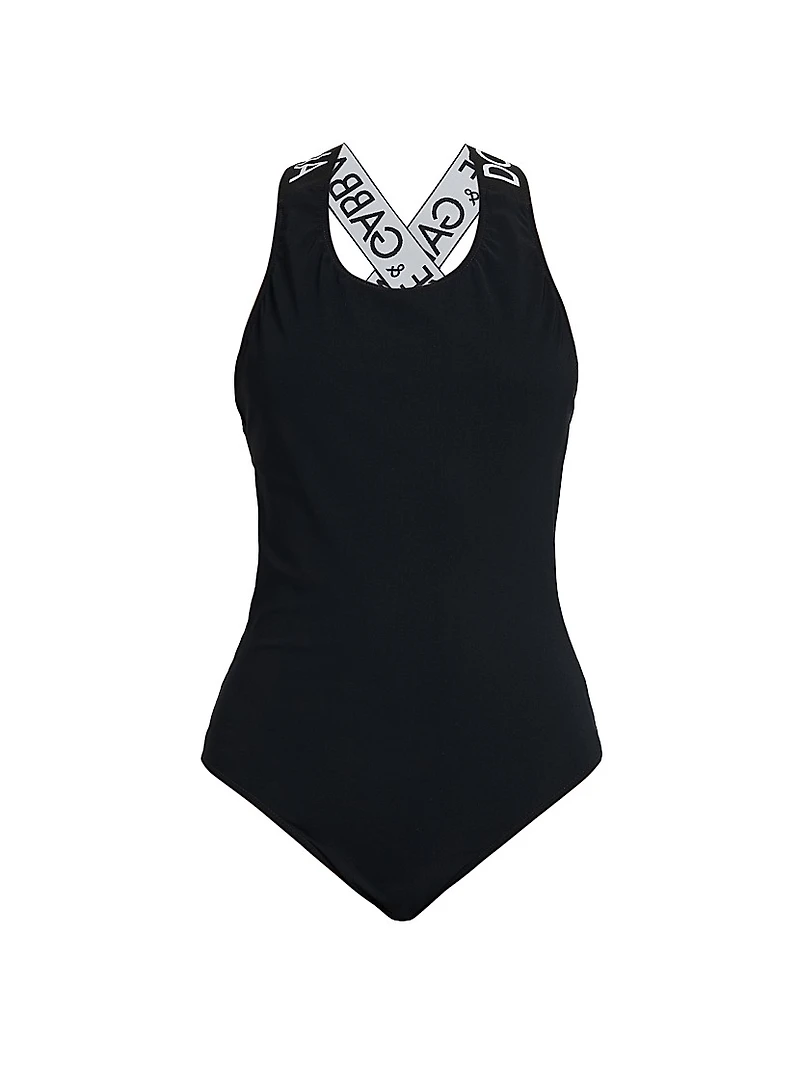 Logo-Strap One-Piece Swimsuit