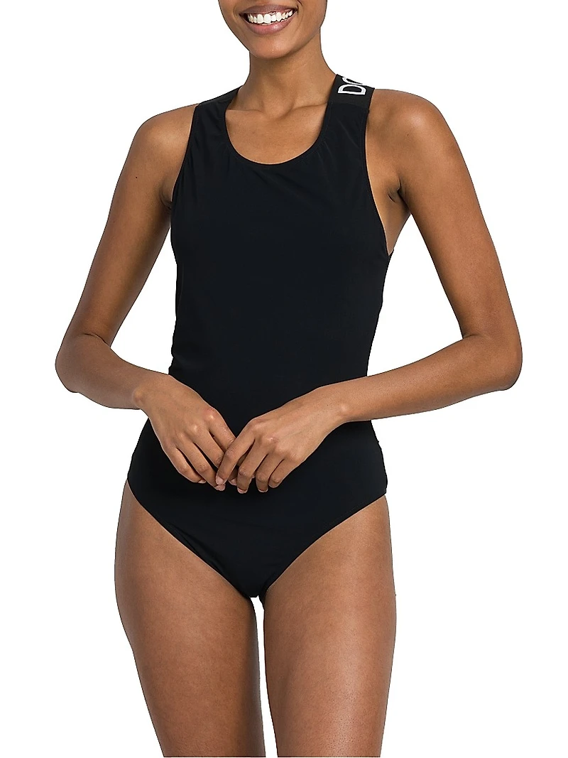 Logo-Strap One-Piece Swimsuit