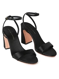 Malia 90MM Curved-Heel Satin Sandals