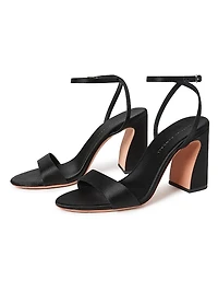 Malia 90MM Curved-Heel Satin Sandals