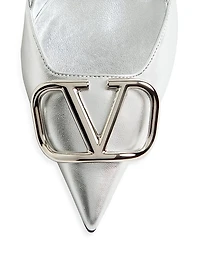 VLogo Signature Slingback Pumps In Laminated Nappa Leather 80mm