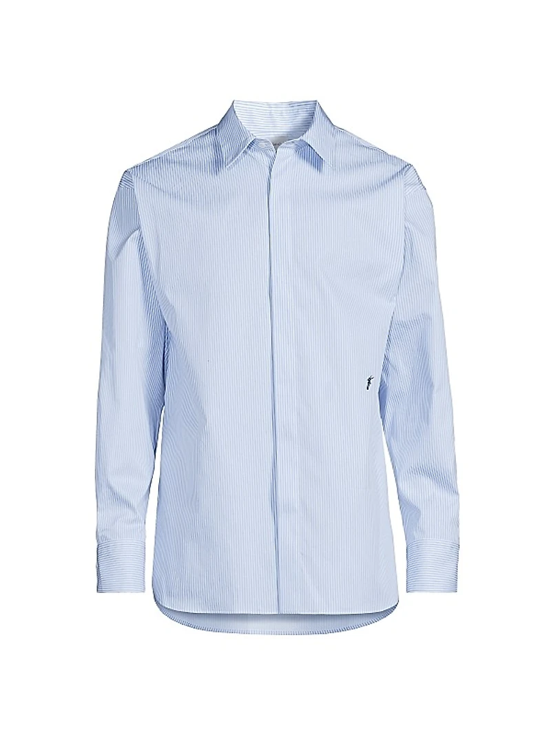 Pinstriped Cotton Button-Front Shirt