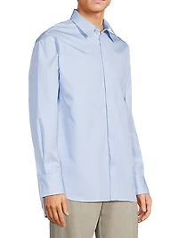 Pinstriped Cotton Button-Front Shirt
