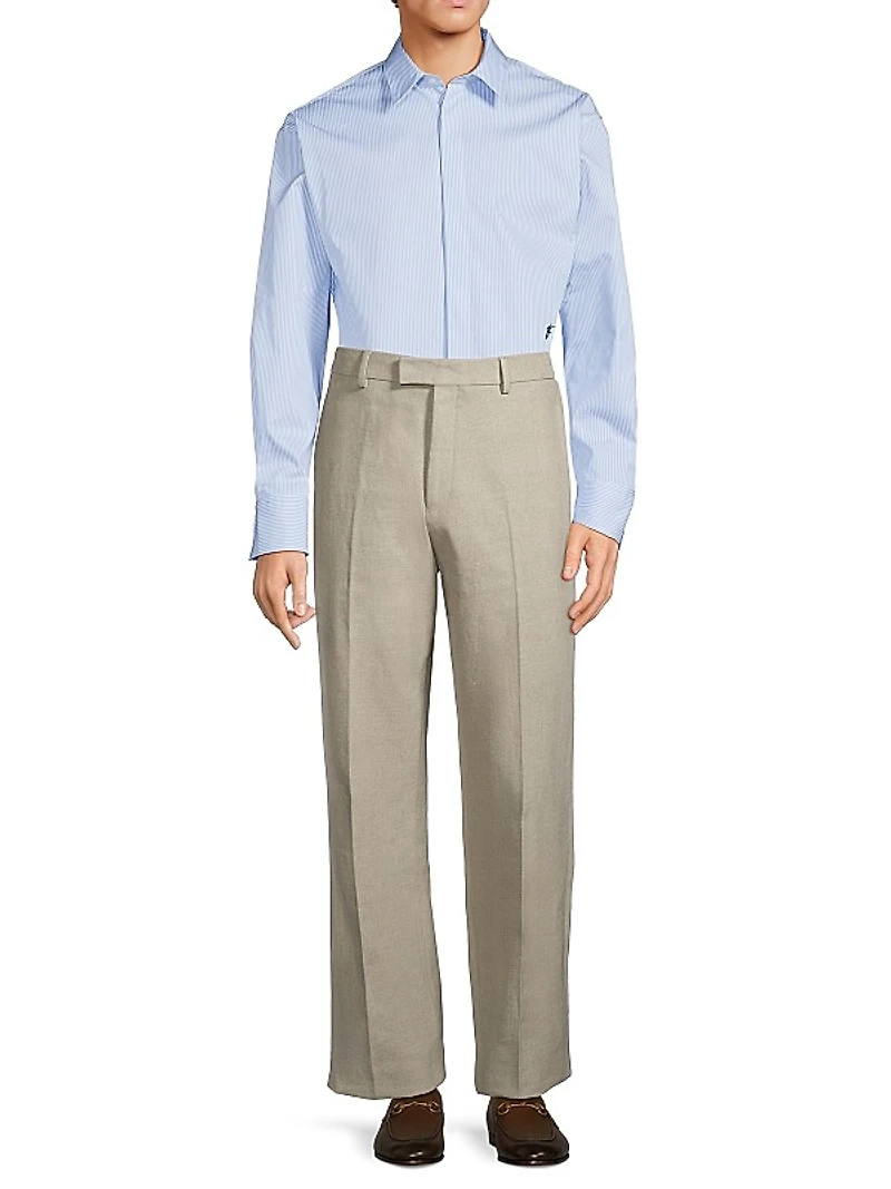 Pinstriped Cotton Button-Front Shirt