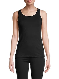 Rib-Knit Cotton-Blend Scoopneck Tank Top