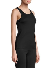Rib-Knit Cotton-Blend Scoopneck Tank Top