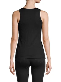 Rib-Knit Cotton-Blend Scoopneck Tank Top
