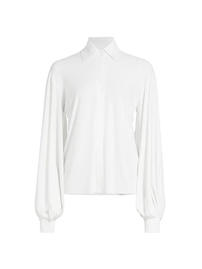 Blouson-Sleeve Four-Way Stretch Shirt