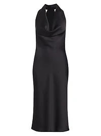 Satin Cowlneck Midi-Dress