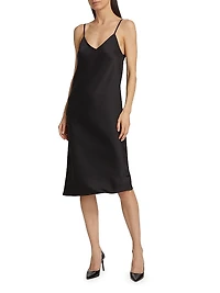Satin Bias-Cut Slip Midi-Dress