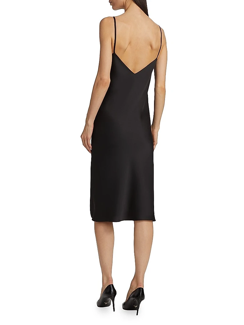 Satin Bias-Cut Slip Midi-Dress