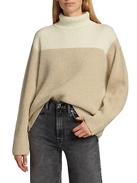 Colorblocked Wool-Blend Turtleneck Sweater