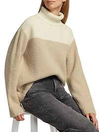Colorblocked Wool-Blend Turtleneck Sweater