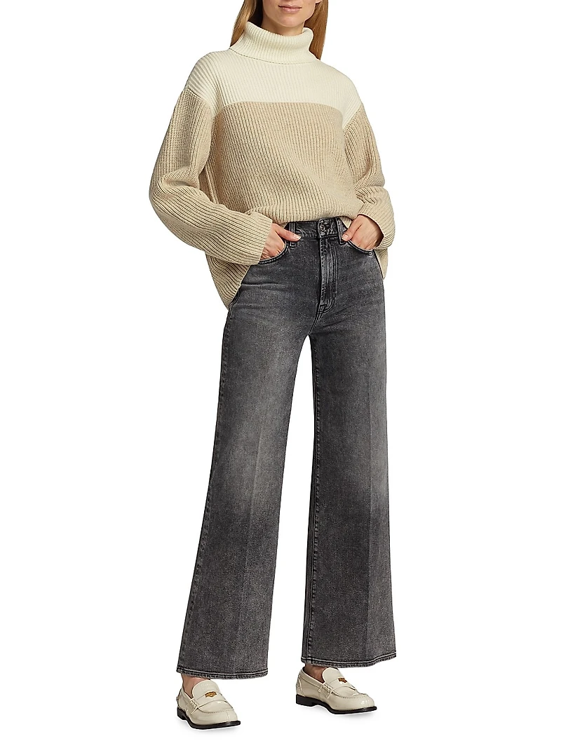 Colorblocked Wool-Blend Turtleneck Sweater