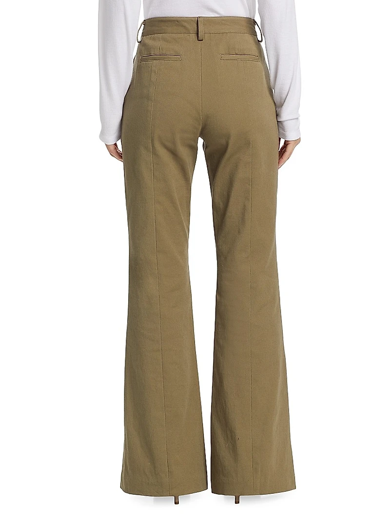 Cotton-Blend Twill Flare Pants