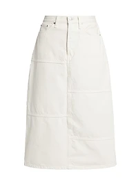Mid-Rise Denim Midi-Skirt